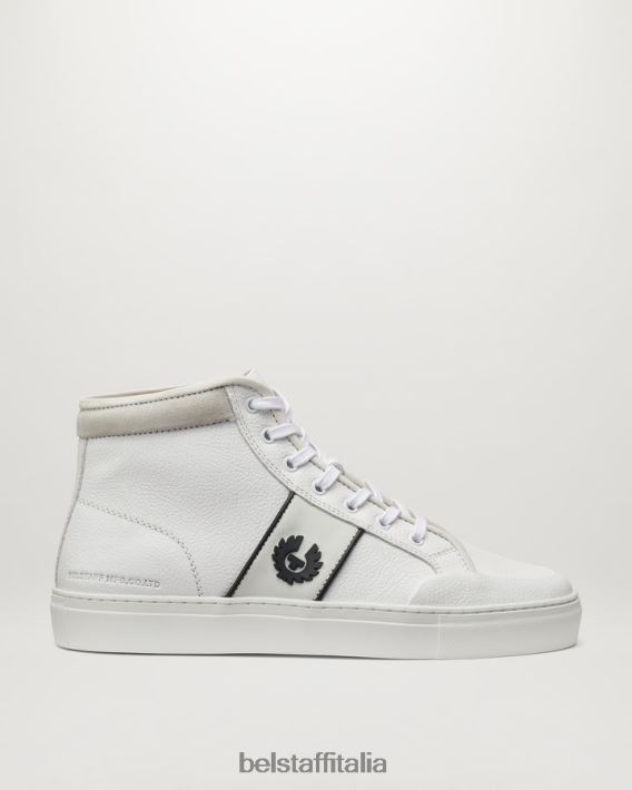 scarpa Belstaff scarpe da ginnastica alte Phoenix pelle di vitello bianca uomini H2DD6J358