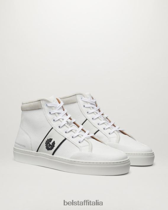 scarpa Belstaff scarpe da ginnastica alte Phoenix pelle di vitello bianca uomini H2DD6J358