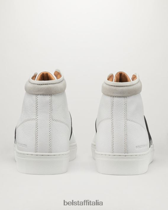 scarpa Belstaff scarpe da ginnastica alte Phoenix pelle di vitello bianca uomini H2DD6J358