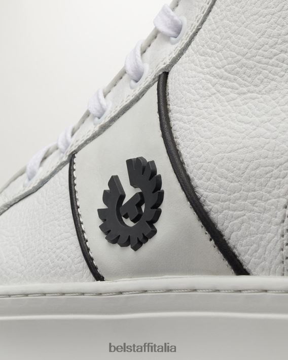 scarpa Belstaff scarpe da ginnastica alte Phoenix pelle di vitello bianca uomini H2DD6J358