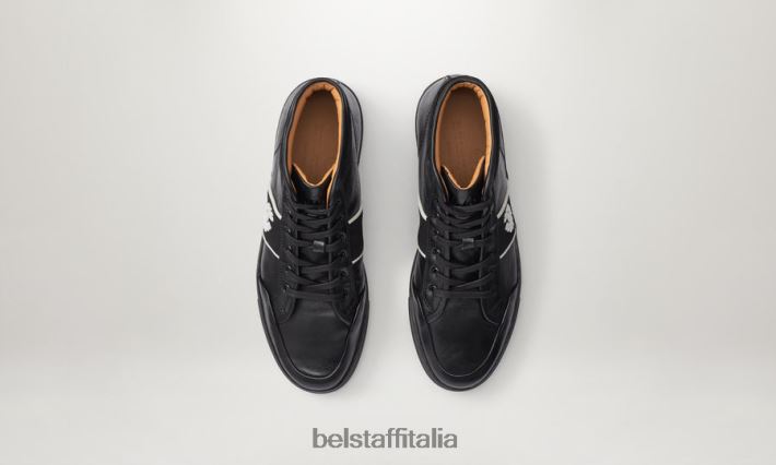 scarpa Belstaff scarpe da ginnastica alte Phoenix pelle di vitello nera uomini H2DD6J353