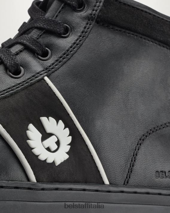 scarpa Belstaff scarpe da ginnastica alte Phoenix pelle di vitello nera uomini H2DD6J353