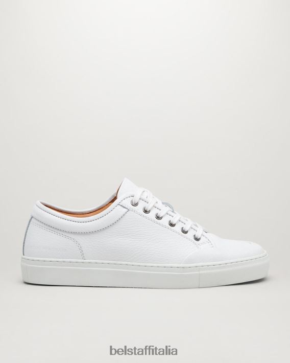 scarpa Belstaff scarpe da ginnastica basse da rally pelle di vitello bianco sporco uomini H2DD6J355