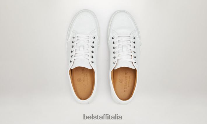 scarpa Belstaff scarpe da ginnastica basse da rally pelle di vitello bianco sporco uomini H2DD6J355