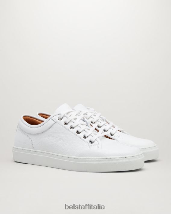 scarpa Belstaff scarpe da ginnastica basse da rally pelle di vitello bianco sporco uomini H2DD6J355