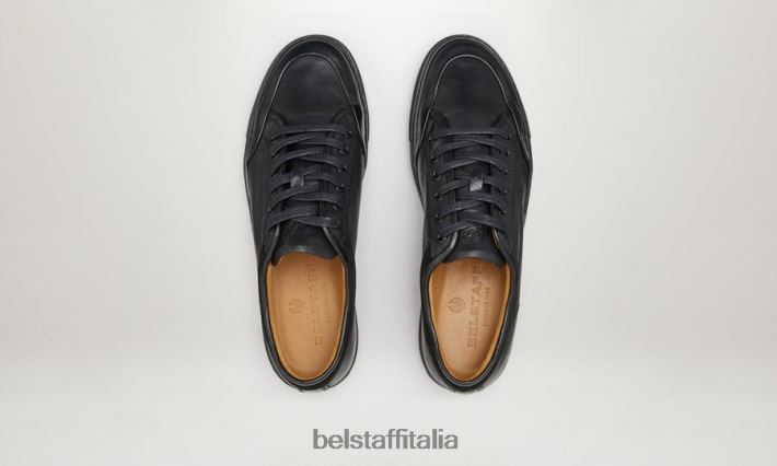 scarpa Belstaff scarpe da ginnastica basse da rally pelle di vitello nera uomini H2DD6J351