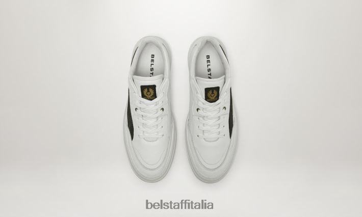 scarpa Belstaff sneaker bassa firmata pelle di vitello bianca uomini H2DD6J359