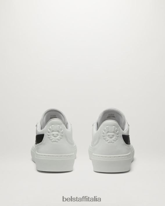 scarpa Belstaff sneaker bassa firmata pelle di vitello bianca uomini H2DD6J359