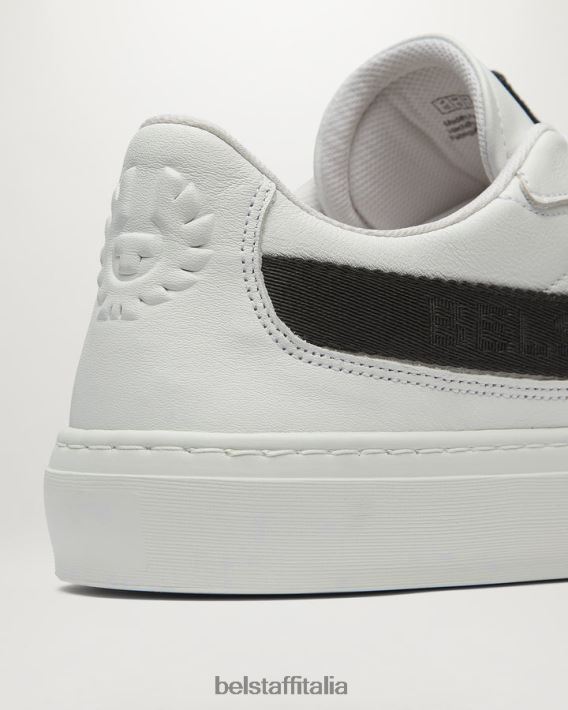 scarpa Belstaff sneaker bassa firmata pelle di vitello bianca uomini H2DD6J359