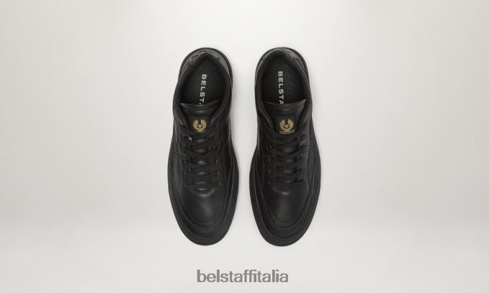 scarpa Belstaff sneaker bassa firmata pelle di vitello nera uomini H2DD6J360