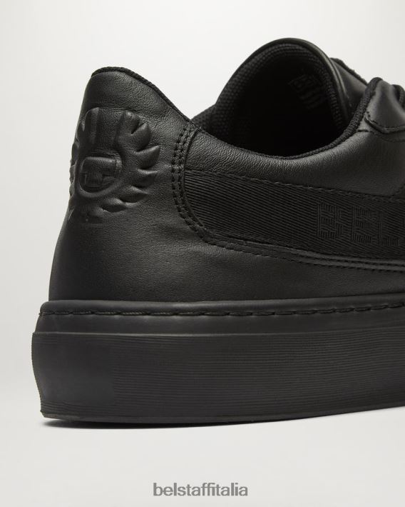 scarpa Belstaff sneaker bassa firmata pelle di vitello nera uomini H2DD6J360