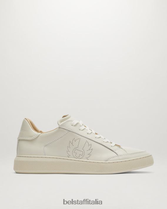 scarpa Belstaff traccia le sneakers basse pelle liscia bianco pulito uomini H2DD6J356
