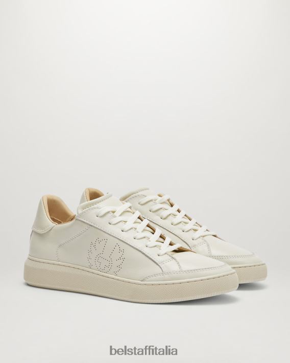 scarpa Belstaff traccia le sneakers basse pelle liscia bianco pulito uomini H2DD6J356