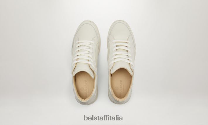 scarpa Belstaff traccia le sneakers basse pelle liscia bianco pulito uomini H2DD6J356