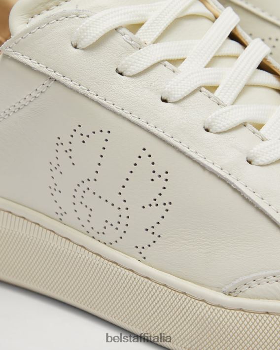 scarpa Belstaff traccia le sneakers basse pelle liscia bianco pulito uomini H2DD6J356