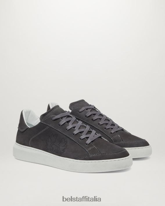 scarpa Belstaff traccia una sneaker bassa pelle di vitello grigio granito uomini H2DD6J349