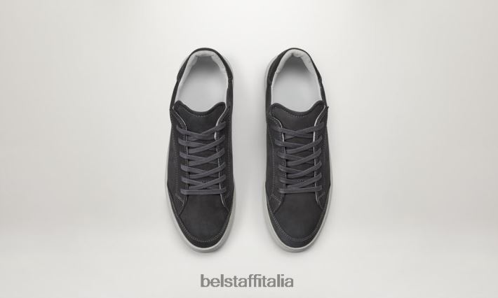 scarpa Belstaff traccia una sneaker bassa pelle di vitello grigio granito uomini H2DD6J349
