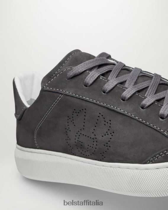 scarpa Belstaff traccia una sneaker bassa pelle di vitello grigio granito uomini H2DD6J349