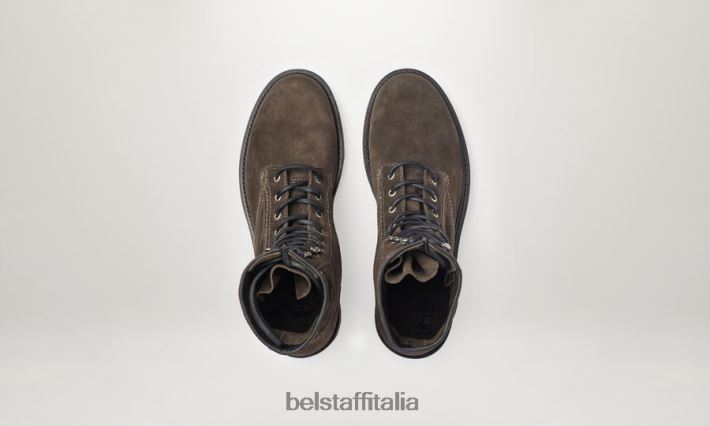 scarpa Belstaff stivali allacciati Marshall pietra scamosciata setosa uomini H2DD6J341