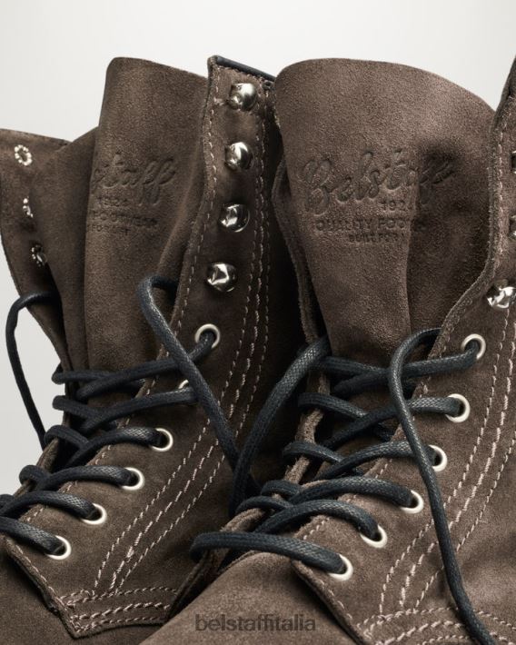 scarpa Belstaff stivali allacciati Marshall pietra scamosciata setosa uomini H2DD6J341