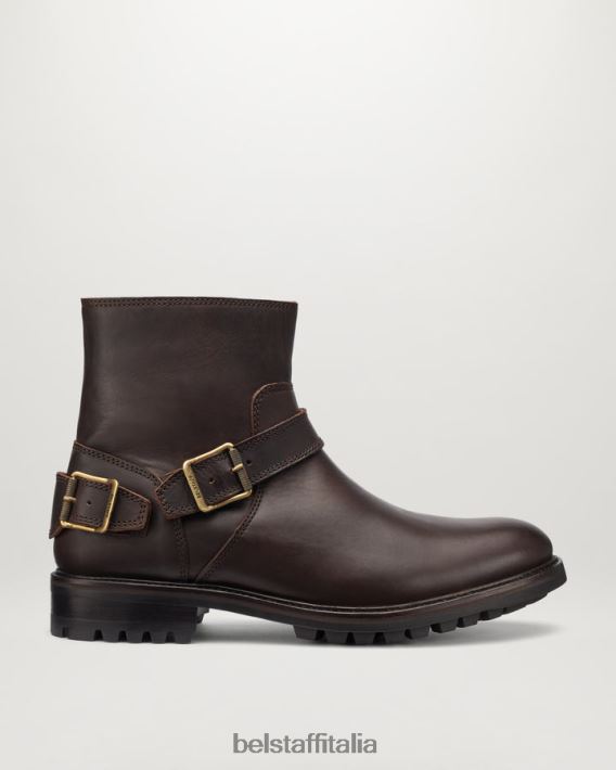 scarpa Belstaff stivali con cerniera trialmaster cioccolato in pelle di vitello uomini H2DD6J345