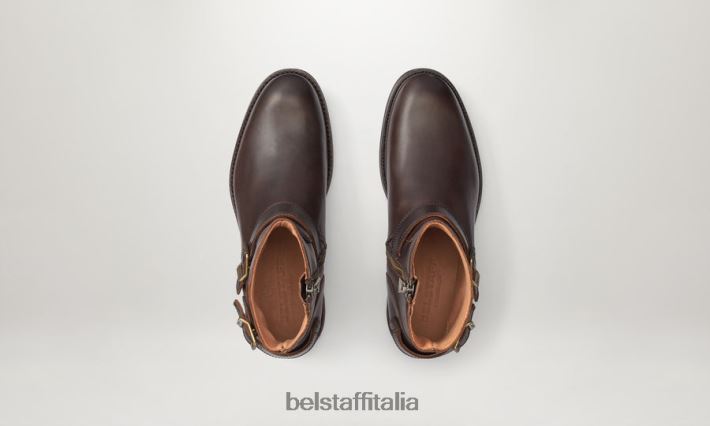 scarpa Belstaff stivali con cerniera trialmaster cioccolato in pelle di vitello uomini H2DD6J345
