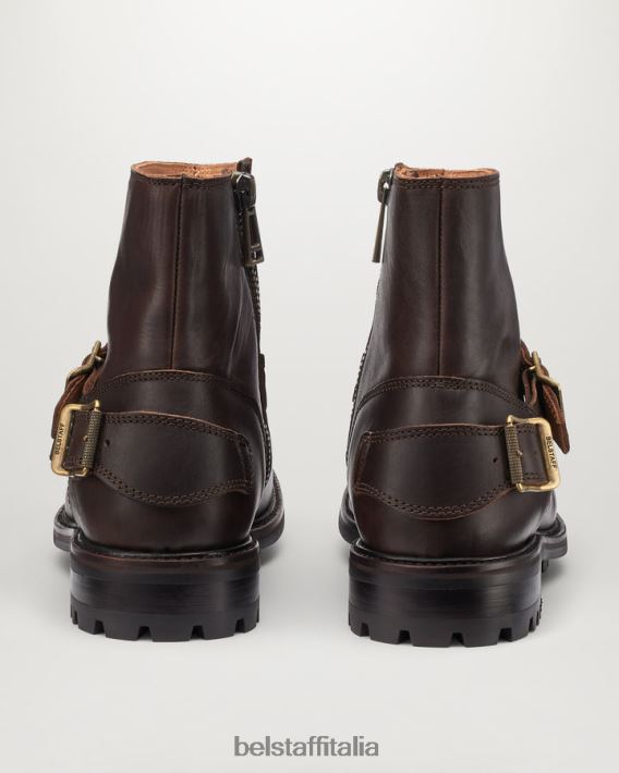 scarpa Belstaff stivali con cerniera trialmaster cioccolato in pelle di vitello uomini H2DD6J345