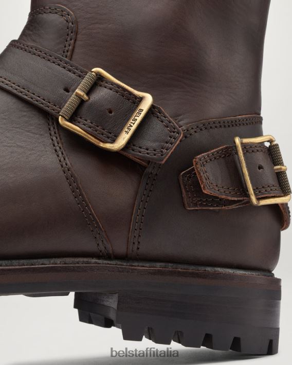 scarpa Belstaff stivali con cerniera trialmaster cioccolato in pelle di vitello uomini H2DD6J345