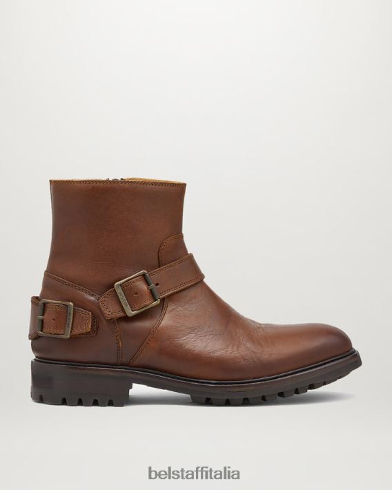 scarpa Belstaff stivali con cerniera trialmaster pelle di vitello cognac uomini H2DD6J347