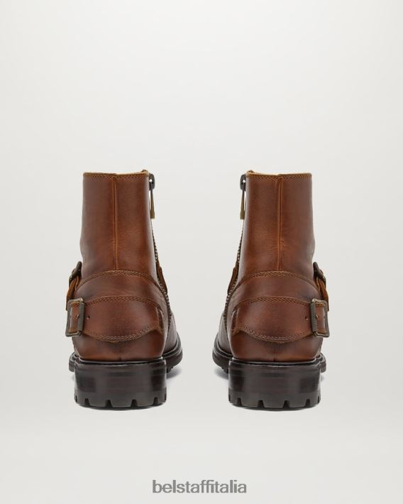 scarpa Belstaff stivali con cerniera trialmaster pelle di vitello cognac uomini H2DD6J347