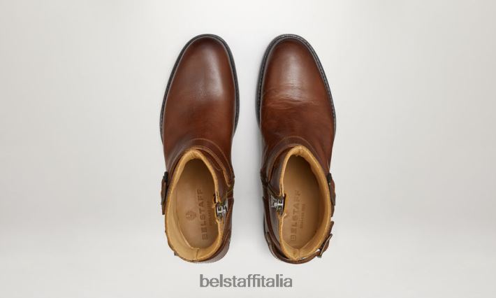 scarpa Belstaff stivali con cerniera trialmaster pelle di vitello cognac uomini H2DD6J347