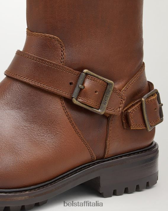scarpa Belstaff stivali con cerniera trialmaster pelle di vitello cognac uomini H2DD6J347
