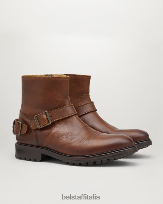 scarpa Belstaff stivali con cerniera trialmaster pelle di vitello cognac uomini H2DD6J347