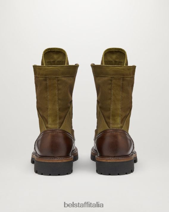 scarpa Belstaff stivali stringati da soldato cognac in pelle ingrassata uomini H2DD6J346