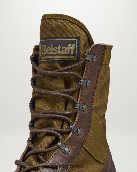 scarpa Belstaff stivali stringati da soldato cognac in pelle ingrassata uomini H2DD6J346
