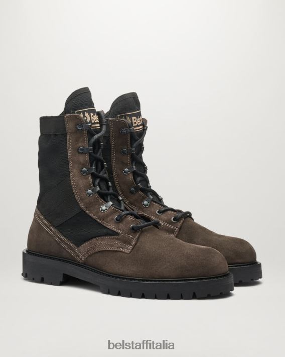 scarpa Belstaff stivali stringati da soldato pietra in pelle oliata uomini H2DD6J339