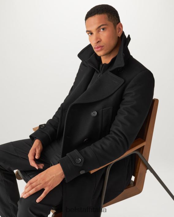 vestiario Belstaff Cappotto Milford misto lana cashmere nero uomini H2DD6J128
