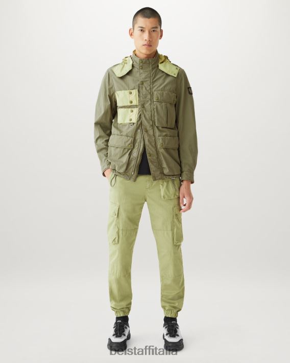 vestiario Belstaff distribuire la giacca misto cotone tinto in capo giallo limone/aloe uomini H2DD6J126