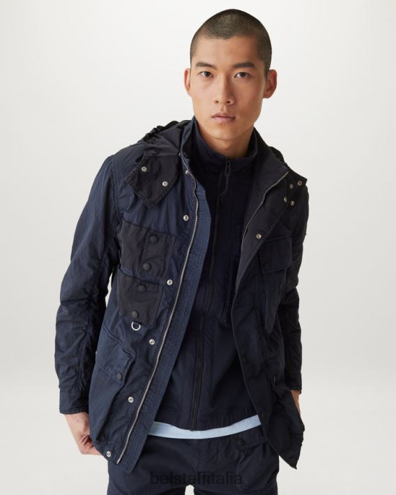vestiario Belstaff distribuire la giacca tintura in capo misto cotone inchiostro scuro/nero uomini H2DD6J124
