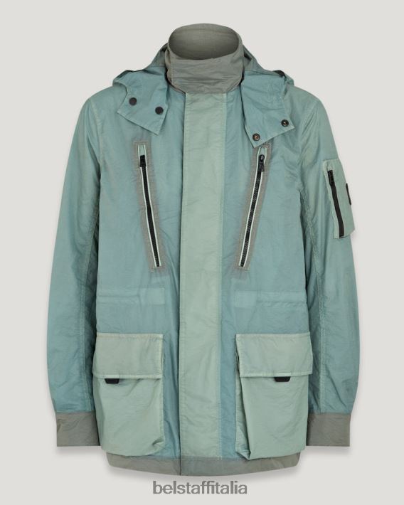 vestiario Belstaff giacca a perno tintura in capo ripstop verde acciaio uomini H2DD6J120
