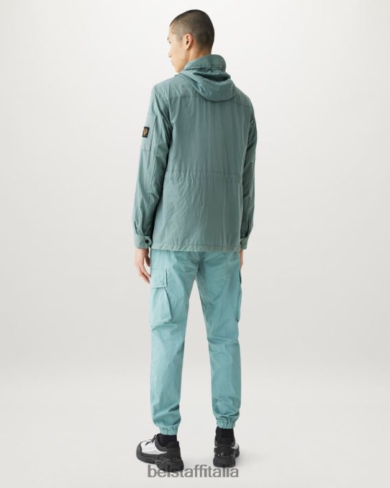 vestiario Belstaff giacca a perno tintura in capo ripstop verde acciaio uomini H2DD6J120