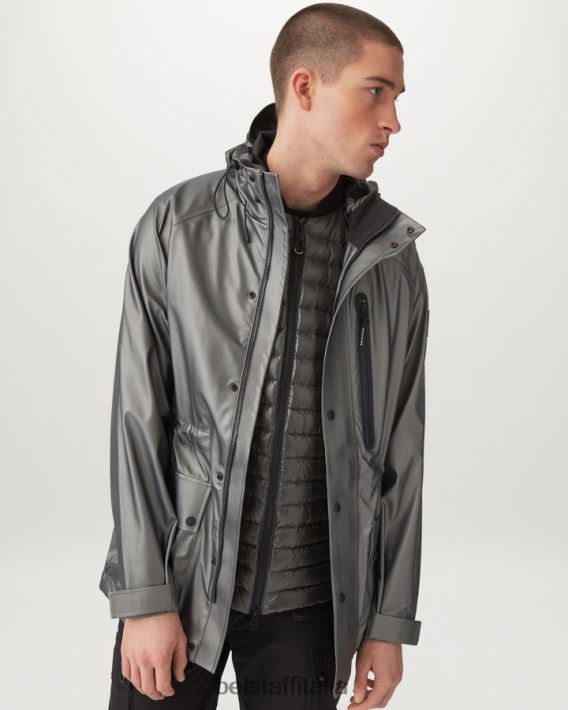 vestiario Belstaff parka idro Scocca in gomma cangiante grigio granito uomini H2DD6J119