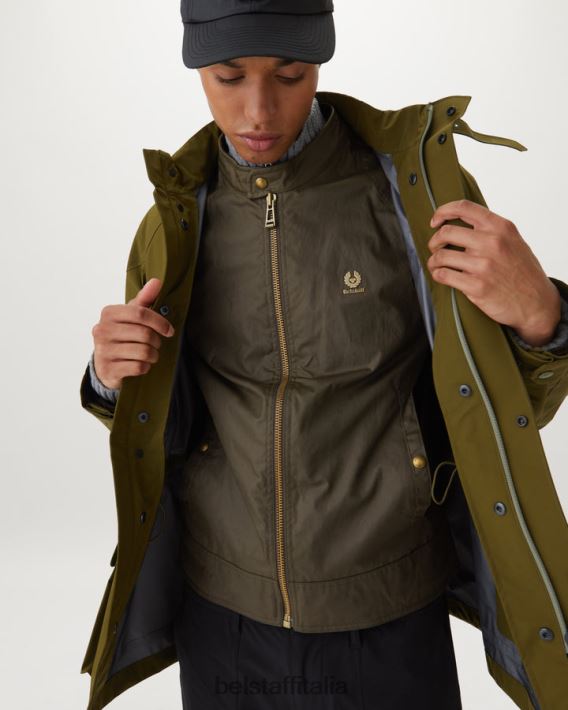 vestiario Belstaff Giacca Kelland cotone cerato oliva sbiadito uomini H2DD6J29