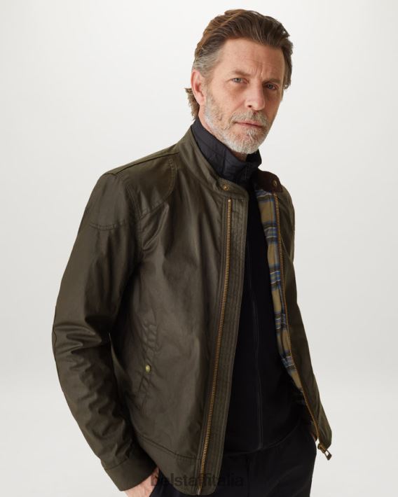 vestiario Belstaff Giacca Kelland cotone cerato oliva sbiadito uomini H2DD6J41