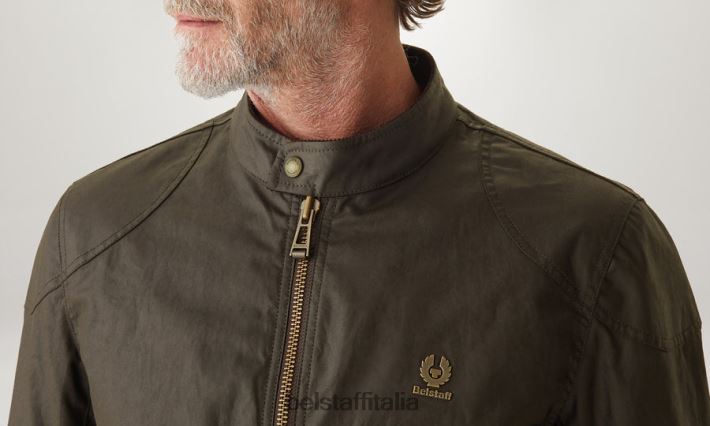 vestiario Belstaff Giacca Kelland cotone cerato oliva sbiadito uomini H2DD6J41