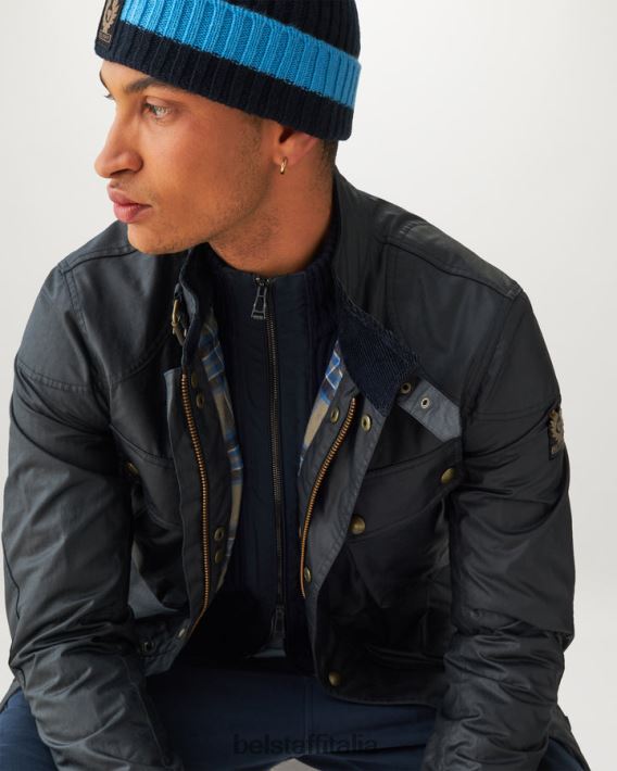 vestiario Belstaff giacca da maestro di campo cotone cerato blu scuro uomini H2DD6J24