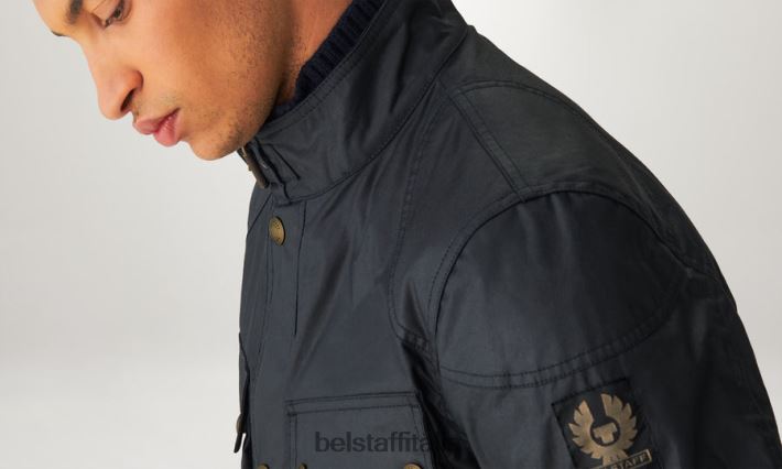vestiario Belstaff giacca da maestro di campo cotone cerato blu scuro uomini H2DD6J24