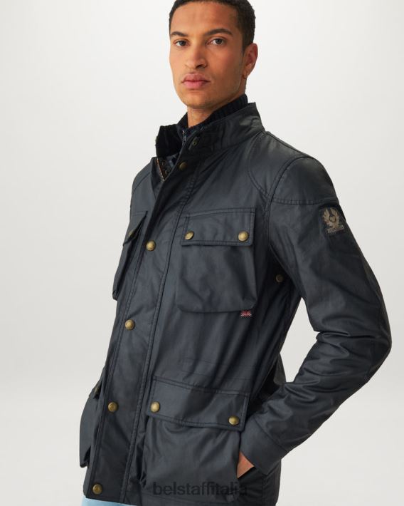 vestiario Belstaff giacca da maestro di campo cotone cerato blu scuro uomini H2DD6J24