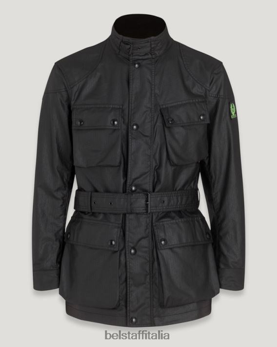 vestiario Belstaff giacca flash trialmaster cotone cerato nero/giallo fluo uomini H2DD6J18