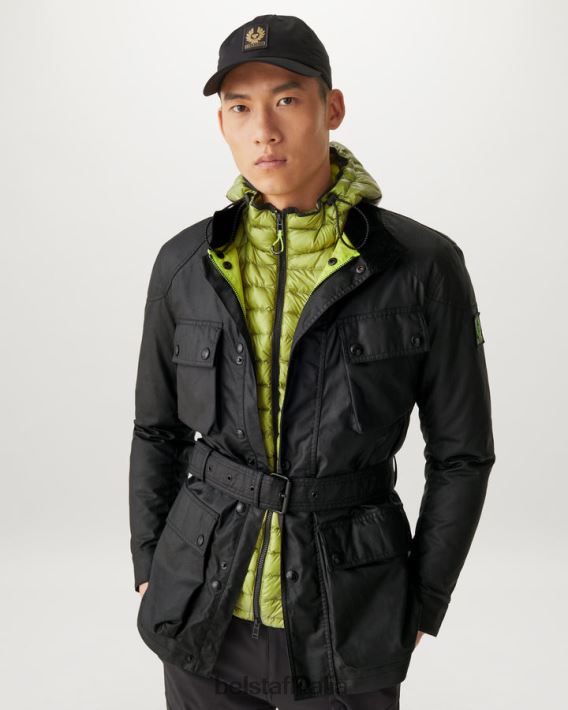 vestiario Belstaff giacca flash trialmaster cotone cerato nero/giallo fluo uomini H2DD6J18